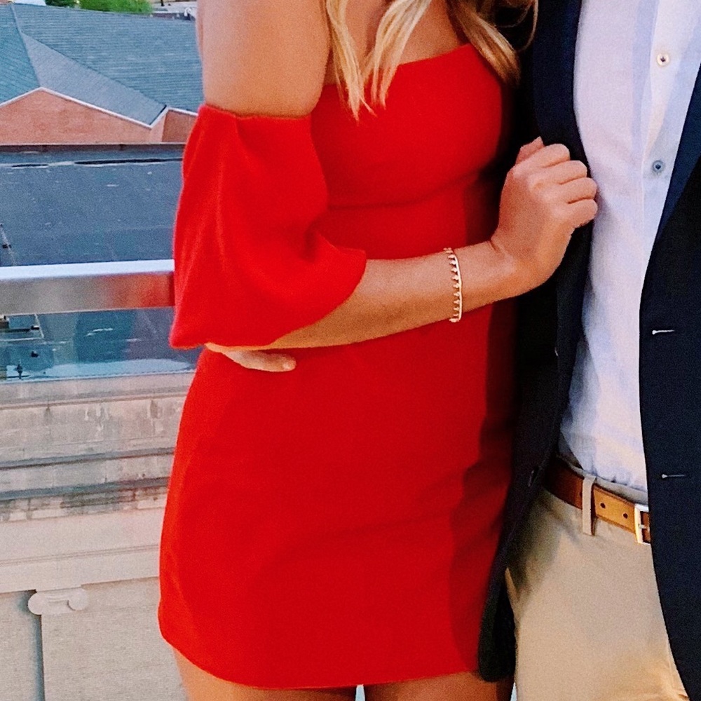 Red XXS lovers & friends cold shoulder mini dress